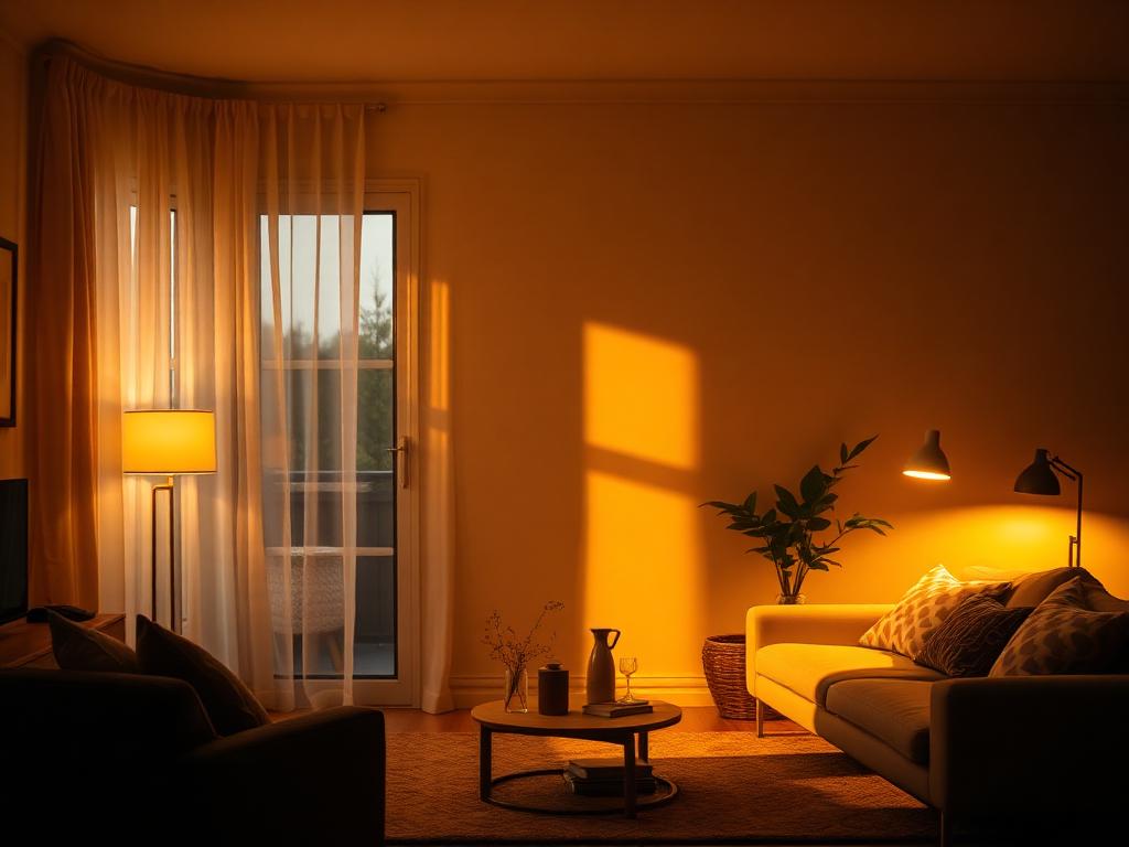 Warmes Abendlicht in einem Wohnraum